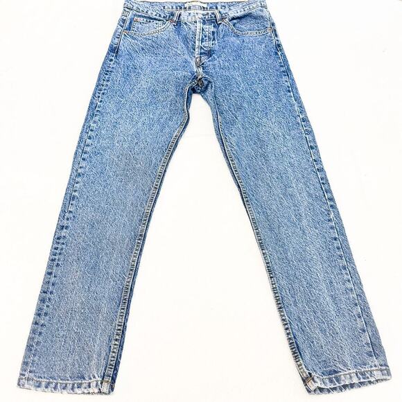 Zara Acid Wash Button Fly Straight Leg Denim Jeans Size 31 - Picture 2 of 8